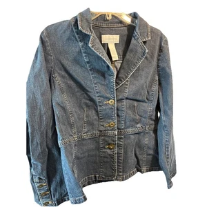 Liz Claiborne Jeansjacke Damen Größe 12 Blau 3 Knöpfe Baumwolle LS Outdoor Reisen - Bild 1 von 11