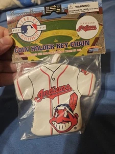 Cleveland Indians 1998 Vintage Coin Pouch Purse Holder Keychain Baseball - Foto 1 di 2