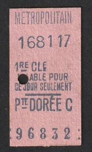DE COLECCIÓN MÉTROPOLITAIN PTE. BILLETE DE TREN DORÉE CLASE C IST PARÍS FRANCIA - Imagen 1 de 1