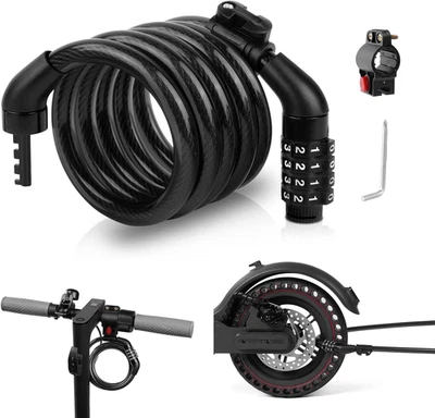 Lucchetto per Bicicletta E Monopattino, 120Cm/8Mm Antifurto Combinazione Catena, - Immagine 1 di 4