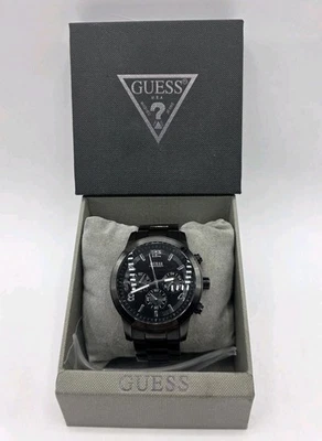Guess Waterpro Men's Chronograph Black Quartz Watch 7.25" U15061G1- New Battery  - Image 1 of 4