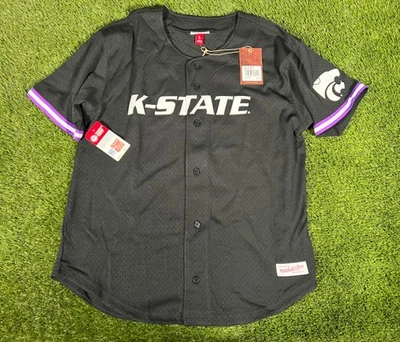 Camiseta deportiva de béisbol retro grande negra nueva con etiquetas K-State Kansas State University Wildcats Foto 1 de 4
