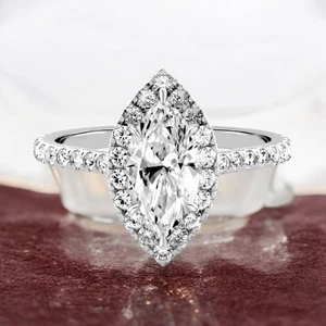 Platinum Wedding Ring Diamond Lab Grown Marquise 1.6 Carat IGI Certified PT950 - Picture 1 of 10