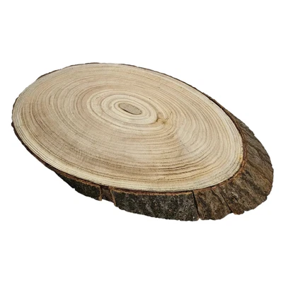 Baumscheibe Brett oval Holz Holzbrett Dekobrett Tablett Holzscheibe Ø 20 - 23 cm - Bild 1 von 4