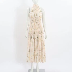 Sunset Lover Linen Halter Neck Midi Dress Size 8 - Picture 1 of 5