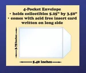 Best Hobby Pages 4-Pocket Polypropylene Archival Envelope Long Cards Pack of 25 - Picture 1 of 2