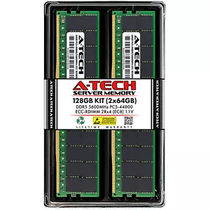 A-Tech 128GB 2x 64GB 2Rx4 PC5-44800R RDIMM DDR5 ECC REG EC8 Server Memory RAM - Picture 1 of 6