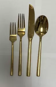 Gold Tone-Four Piece Dining Set - Flatware - Set of 4- Mz31 - Picture 1 of 13