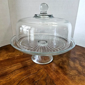 Both a 12" Clear Glass Pedestal Cake Stand & Dome and a Punch Bowl, Excellent. - Picture 1 of 7