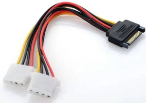 SATA Power Adapter Cable TO 2 x 4 Pin Molex Connector Converter Supply Splitter - Picture 1 of 1
