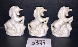 3 weiße Porzellan Biskuit Einhorn Figuren Vintage - Bild 1 von 6