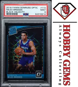 MILES BRIDGES PSA 9 2018-19 Panini Donruss Optic Black Velocity Holo Prizm 38/39 - Imagen 1 de 2