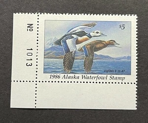 WTDstamps - 1986 ALASKA - Plate# - State Duck Stamp - Lot1 - Mint OG NH - Picture 1 of 2