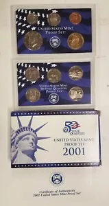 SS1001SXBCiO U.S. MINT 10 COIN YEAR 2001-S CAMEO PROOF SET SLIGHTLY IMPAIRED OGP - Picture 1 of 8