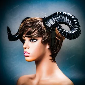 Gothic Ram Horn Headband Goat Animal Headgear Halloween Sexy Cosplay Party Black - Picture 1 of 6