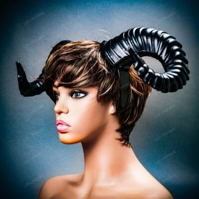 Gothic Ram Horn Headband Goat Animal Headgear Halloween Sexy Cosplay Party Black - Image 1 of 4