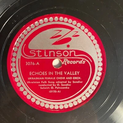 UKRAINIAN FEMALE CHOIR - ECHOES IN THE VALLEY 10", 78 RPM Stinson Records - 3076 - Image 1 of 2