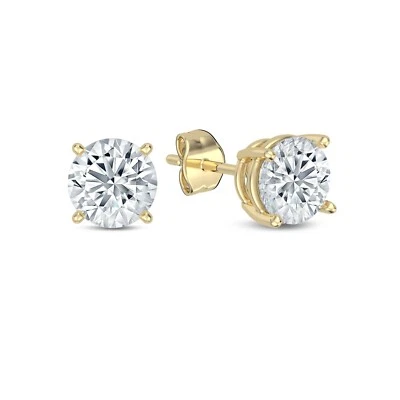 IGI 认证 14K 黄金实验室种植钻石单颗耳钉 E-F/VS1-VS2 — 第 1/4 张图片