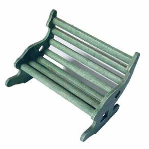 DOLLHOUSE WOOD PORCH BENCH 6 1/2”  Green  Crackle Vintage - Picture 1 of 10