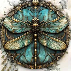 BEAUTIFL ROYAL DRAGONFLY DESIGN METAL WALL ART GARDEN SHED FENCE SIGN PLAQUE - Picture 1 of 7