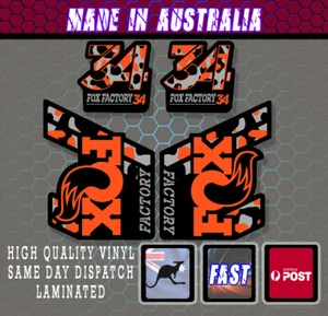 FOX Suspension Sticker Factory 34 Fork Decal Camo/orange/black  Laminated - Bild 1 von 1