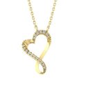 10K Yellow Gold Diamond Heart Pendant with Silver Chain 1/10ct, 18", 2.02g