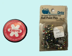 2 ITEMS~ZAYRE 300 Yds. SPOOL of THREAD&Package DRITZ 350 SS BALL POINT PINS~NEW! - Picture 1 of 17