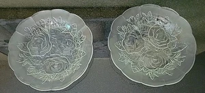 2 Livia Pasari Crystal Salad/Candy Dish Rosebud Embossed & Texured 9" - Picture 1 of 8