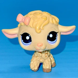 Littlest Pet Shop Beige Brown Yellow Lamb Sheep w/ Pink Bow #1003 - Picture 1 of 5