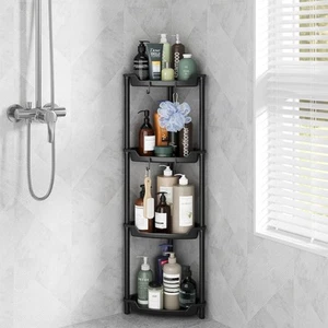 Corner Shower Caddy Standing, 4 Tier Floor Standing Shower Organizer with 4 H... - Picture 1 of 9