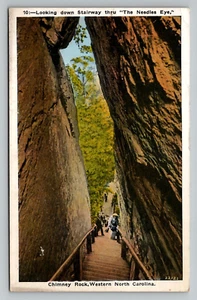 Postal Carolina del Norte Chimney Rock Stairway a través del ojo de las agujas sin publicar - Imagen 1 de 2