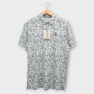 Polo de golf original Penguin para hombre estampado de club de playa (blanco/azul marino) - mediano - Imagen 1 de 2