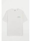 Zara Men's White Embroidered Slogan T-shirt Size M 