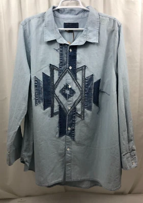 Women's Lucky Brand Denim Applique Button Front Shirt 3X - Image 1 of 2