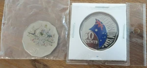 AUS 2000 50 Cent Coloured Millennium Proof+2001 AUS FEDERATION 50 CENT PROOF - Picture 1 of 6