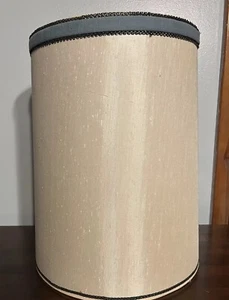 Vintage Tall MCM Drum Table Lamp Shade With Blue Trim. 20" - Picture 1 of 11