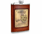 Stainless Steel and Stitched Leather Hip Flask 8 OZ (230 Ml), England Design