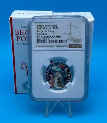 2017 Beatrix Potter Benjamin Bunny 50p Silver Proof Coin NGC PF70UC - Image 1 of 3