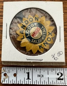 Antique 1936 Landon Knox Haigis Lodge Saltonstall Metal Lapel Tab Pin RARE - Picture 1 of 3
