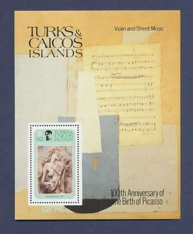TURKS & CAICOS - Scott 485a -  MNH S/S -  Picasso, Music Cover