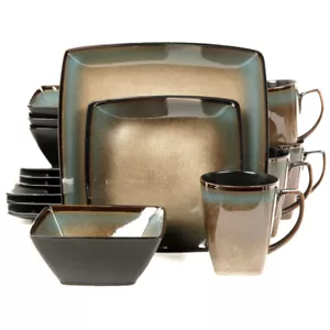 Gibson Elite 92131.16 Tequesta 16-Piece Square Dinnerware Set Taupe - Picture 1 of 1