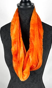 Bufanda Naranja Quemado Suave Gasa Seda Tela Transparente Envoltura Infinita 16 x 68 Pulgadas - Imagen 1 de 4