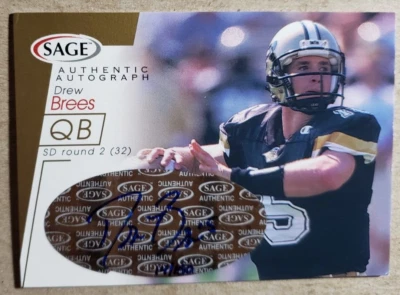 2001 Sage Gold Drew Brees Auto RC /150 New Orleans Saints RC Purdue Autograph - Image 1 of 2