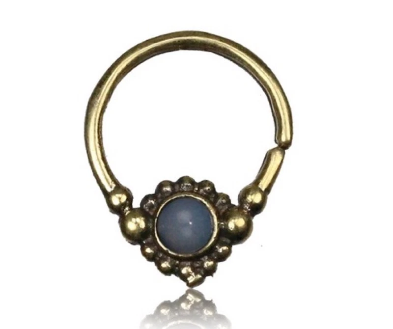 16G LATÓN COLGANTE TABIQUE PEQUEÑO 9MM DIÁMETRO ANILLO NARIZ AFGANA LUNA PIEDRA Foto 1 de 1