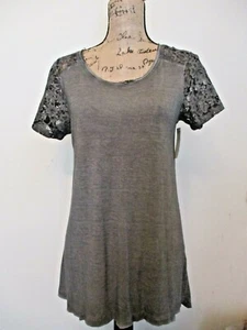 Dantelle donna U.S. nuova con etichetta T-shirt blusa top in pizzo grigio SS taglia M e L spedizione gratuita - Foto 1 di 4