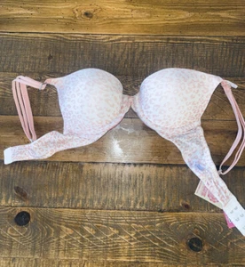 32A Victoria’s Secret Pink Bra Women’s Ladies Push Up Leopard White 32 A 70A - Picture 1 of 8
