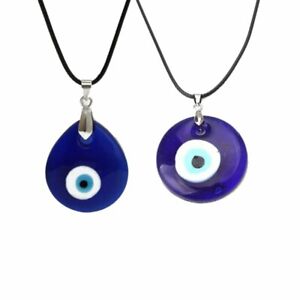 2x Lucky Evil Eye Beads Turkish Blue Eye Pendant Necklace Clavicle Women Jewelry
