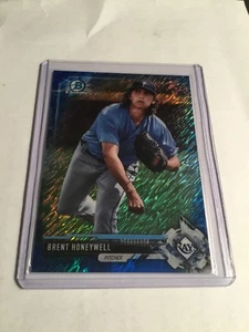 2017 Bowman Chrome Blue Shimmer BCP-186 Brent Honeywell 129/150 Tampa Bay Rays - Picture 1 of 3