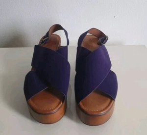 Indigo Rd. Sandalias para mujer Fayina puntera abierta informales de cuña azul oscuro talla 9,5 M - Imagen 1 de 9