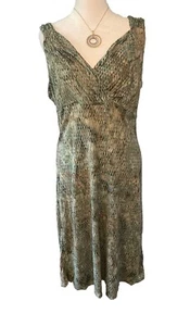 Nomadic Traders Women’s L Sundress Brown W/ Aqua Blue Print - Picture 1 of 12